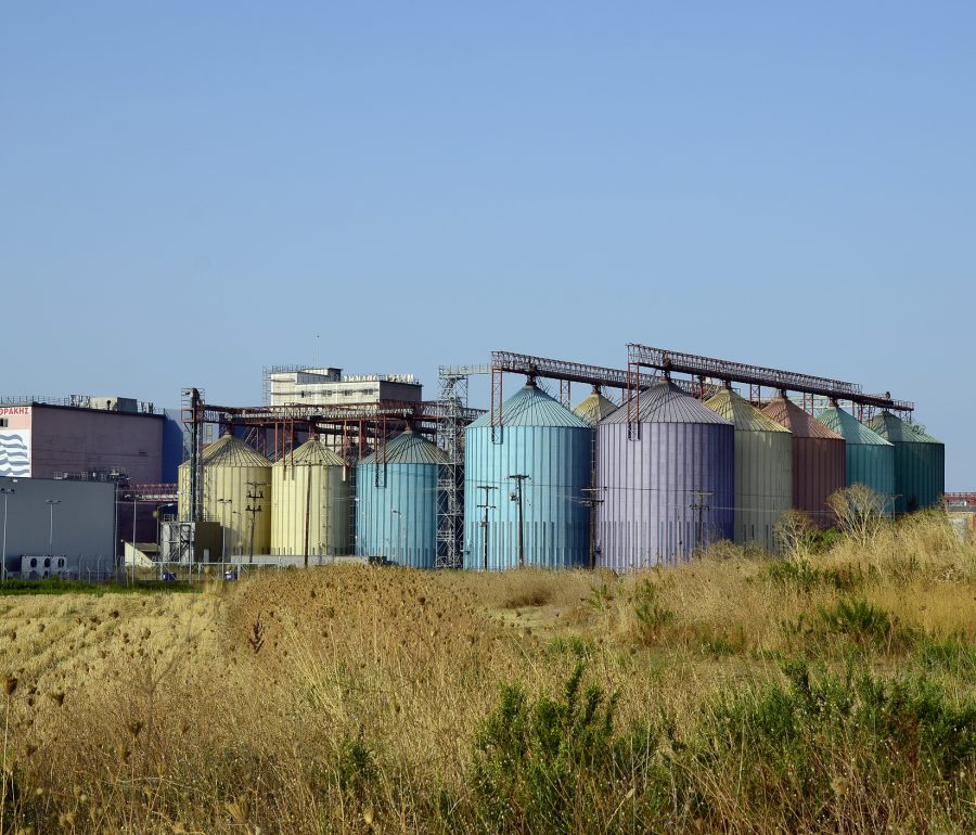 Silos in the agricultural sector.
