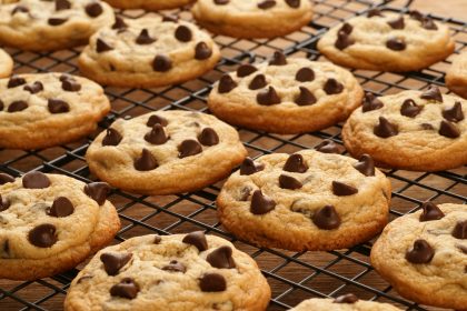 Cookies on a batch during food processing