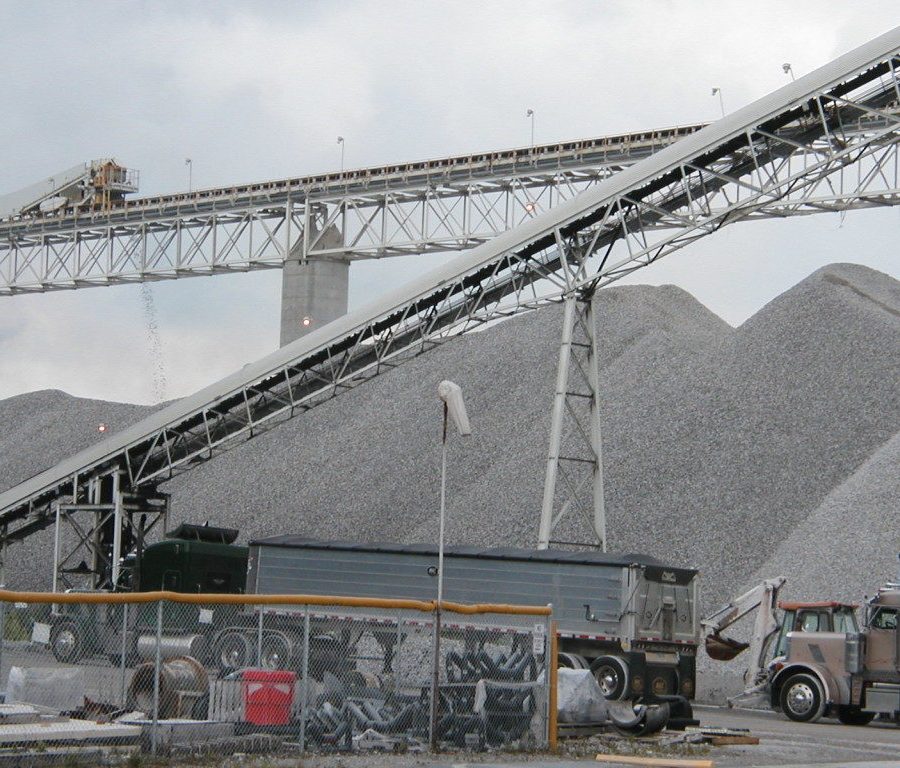 Limestone piles at a mining plant
