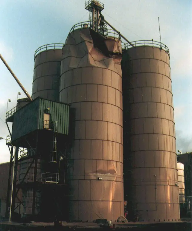 Silo failure cluster wrinkles