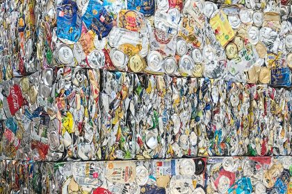 Plastic and other materials being recycled