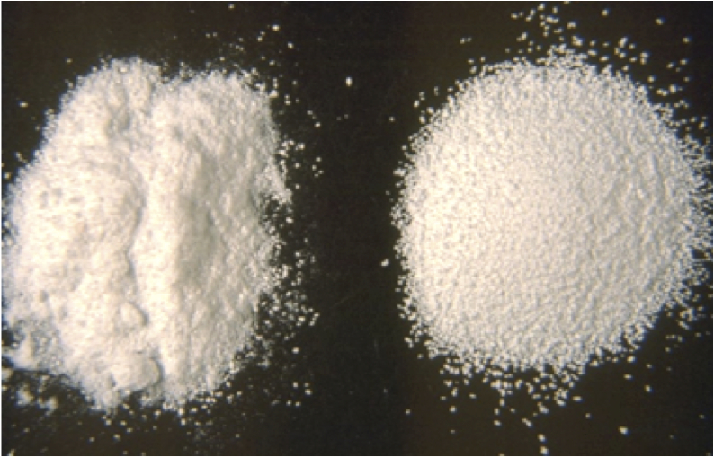 Granulated sugar turned into powder sugar do to attrition during handling