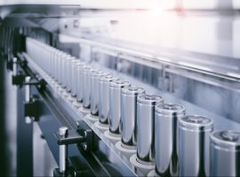 Production line for lithium battery cells for the automotive or e-bike industry.