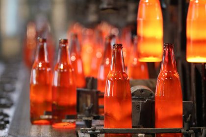 Glass bottles being produced